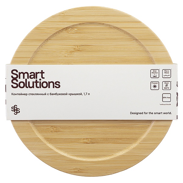 Контейнер стеклянный с бамбуковой крышкой 1,7 л Smart Solutions