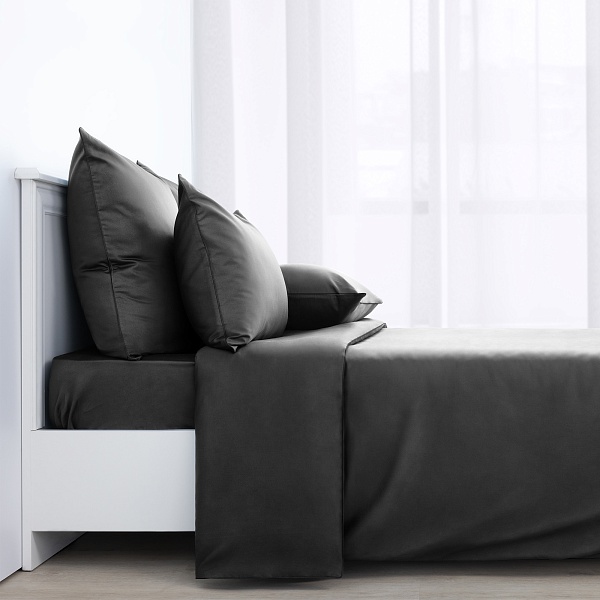 Комплект постельного белья семейный Soft Silver, серый космос