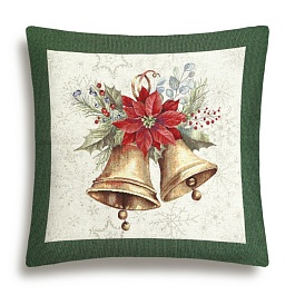 Подушка 45 х 45 см Le Gobelin Елочные украшения Колокольчики зеленая