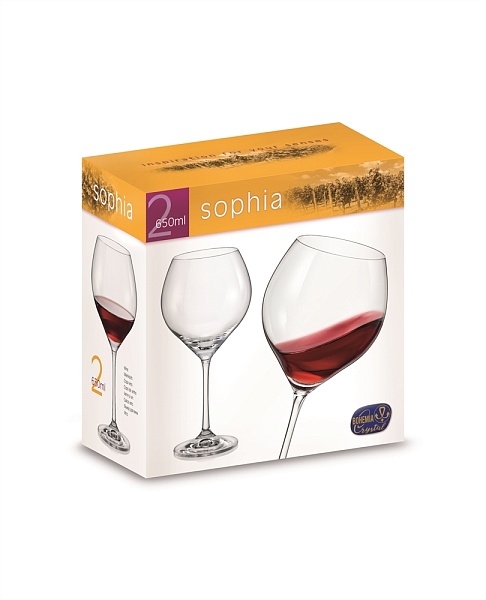 Набор бокалов для вина 650 мл Bohemia Crystal Sophia 2 шт
